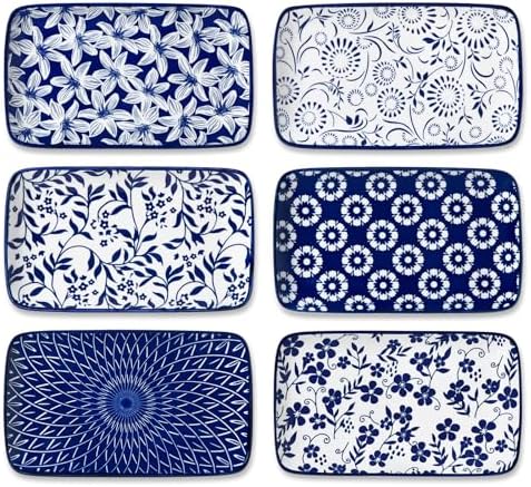vancasso Selene Rectangular Salad Plates 8.5"x5.1"Inch, Set of 6 by vancasso
