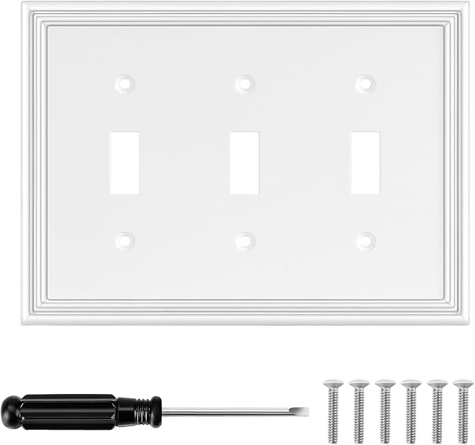 Decorative Wall Plate Light Switch Cover Decorator Outlet Covers Rocker Switch Plates Bamboo Fiber Material Wall Plates for Kitchen Bathroom (3 Gang Triple Toggle-1 Pack)