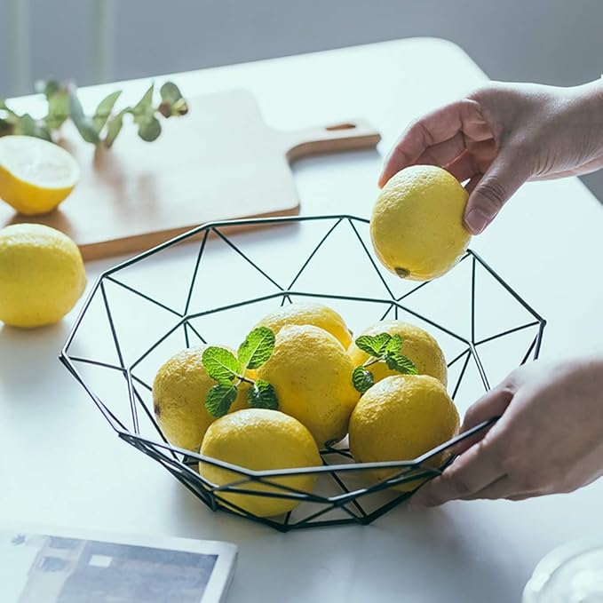 Metal Wire Fruit Bowl, Iron Arts Fruit Storage Baskets for Kitchen Counter, Countertop, Home Decor, Table Centerpiece Decorative hold Vegetables, Bread, Snacks, Potpourris