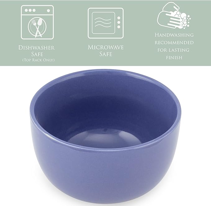 Elanze Designs Bistro Glossy Ceramic 4 inch Cute and Small Dessert Bowls Set of 4 - Perfect for Everyday uses from Snacks, Ice Cream, Candy and Treats, Violet Purple