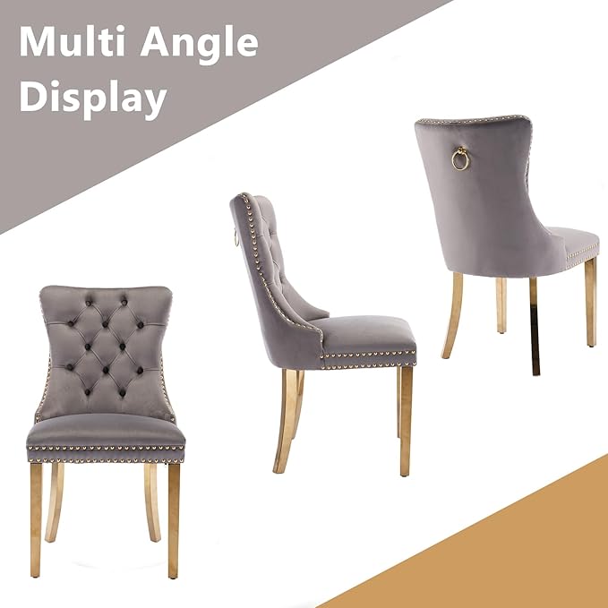 7 Piece Glass Dining Table Set,70" Dinner Room Glass Table Set for 6,Modern Kitchen Dinner Table Set with Stainless Steel Base and 6 Upholstered Velvet Dining Chairs for Living Dining Room