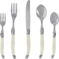 French Home Laguiole 20 Piece Flatware Set – Stainless Steel Flatware Set for 4 – Luxurious Ivory-Colored Utensil Set with Knives, Spoons and Forks