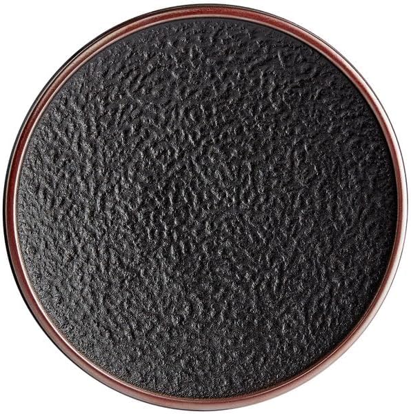 Heika Black Matte Textured Stoneware Dinner Plate, 11 Inch Coupe Style, Round, Banded Rim, Oven Safe, 12 per Case