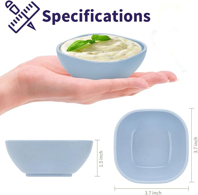 15 Pack Unbreakable Dipping Bowls, 4.5 OZ Soy Sauce Dishes,Wheat Straw Small Dessert Bowls,Small Prep Bowls，Dipping Sauce Cups, Dip Bowls for Side Dish, Snacks, BBQ，Ketchup