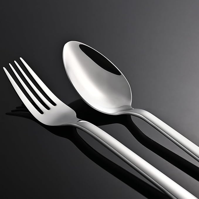 KINGSTONE Silverware Set, 5 Piece Flatware Cutlery Set for 1, 18/10 Stainless Steel Silverware Mirror Polished Dishwasher Safe for Home, Restaurant, Wedding, Party(Silver, 5 pieces for 1)
