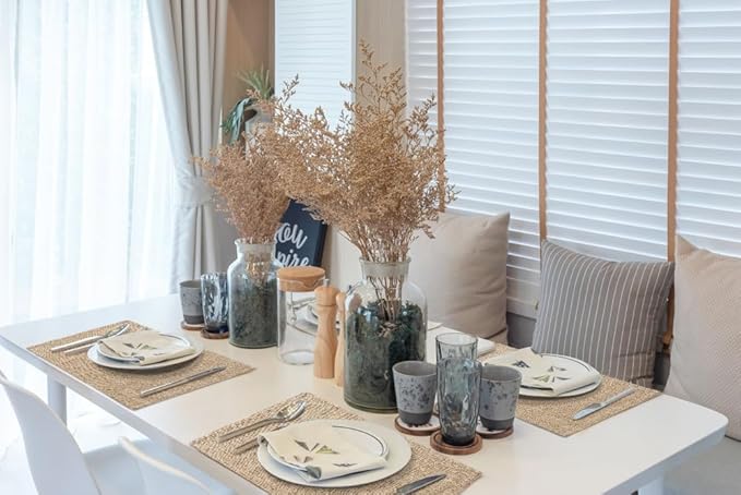 homing Cotton Linen Placemats Set of 6, Cloth Washable Farmhouse Dining Table Mats for Indoors & Outdoors, Easy to Clean, Linen, 13 x 19 Inch