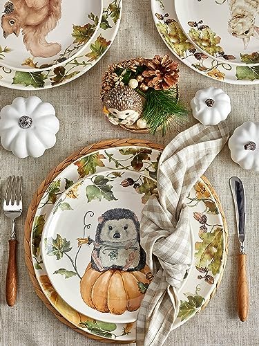 Bico Woodland Critters Ceramic Salad Plates, 8.75 inch, Set of 4, for Salad, Appetizer, Microwave & Dishwasher Safe - Image 3