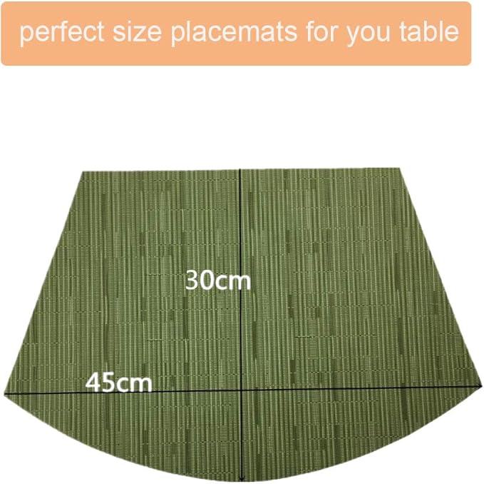 Red-A Woven Vinyl Placemats for Dining Table Durable Heat Resistant Washable Placemats for Round Table,Placemats Set of 4,Green