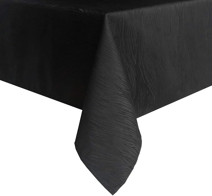 maxmill Jacquard Tablecloth Swirl Design Water Resistance Antiwrinkle Heavy Weight Soft Table Cloth for Buffet Banquet Parties Event Holiday Dinner Rectangle 60 x 84 Inch Black
