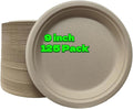 Compostable Paper Plates, 9 Inch, 125 Pack