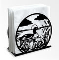 Mallard Duck Decorative Black Metal Napkin Holder for Table, 5.3" x 4.9" x 1.9" Duck Animal and Reed Standing Napkin Holder for Home Kitchen Restaurant Picnic Party Coffee Bar Dining Room