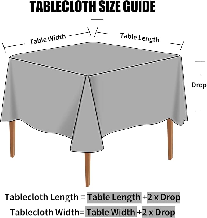 Smiry Square Table Cloth, Waterproof Heavy Duty Vinyl Tablecloths, Wipeable Washable Table Cover for Kitchen and Dining Room (Grey, 70" X 70")