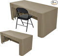 Nasitos 2 Pack Fitted Taupe Tablecloth for 4 Foot Tables - Open Back Folding Table Cover Washable Fabric Tablecloths for Trade Show, Craft Show, Events, Vendor Booth