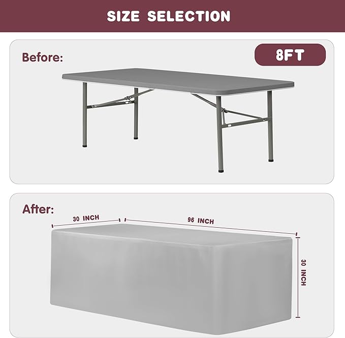 HolidayIdeas 8ft Fitted Table Covers for Home Gathering, 30 x 96 Inch, 2 Pack Rectangle Tableclothes Polyester Fabric Table Covers for Thanksgiving Decor, Parties, Holiday Dinner, Trade Show,Rust