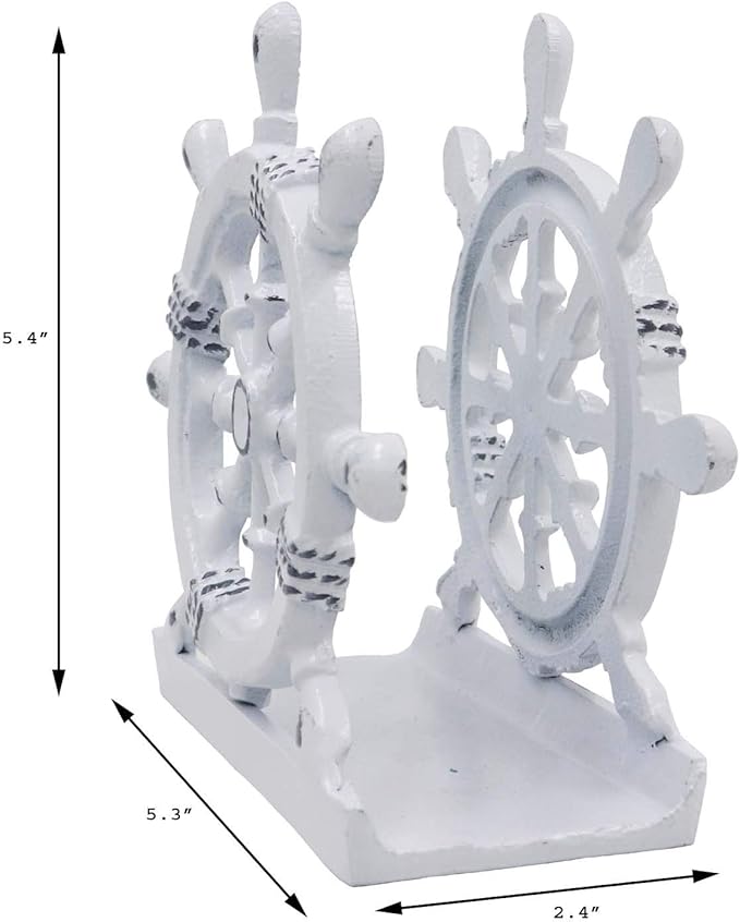 THDC Nautical Napkin Holder, Lunch, Dinner, Nautical Collection Napkin Holder, Made of Metal (Wheel Distressed White)