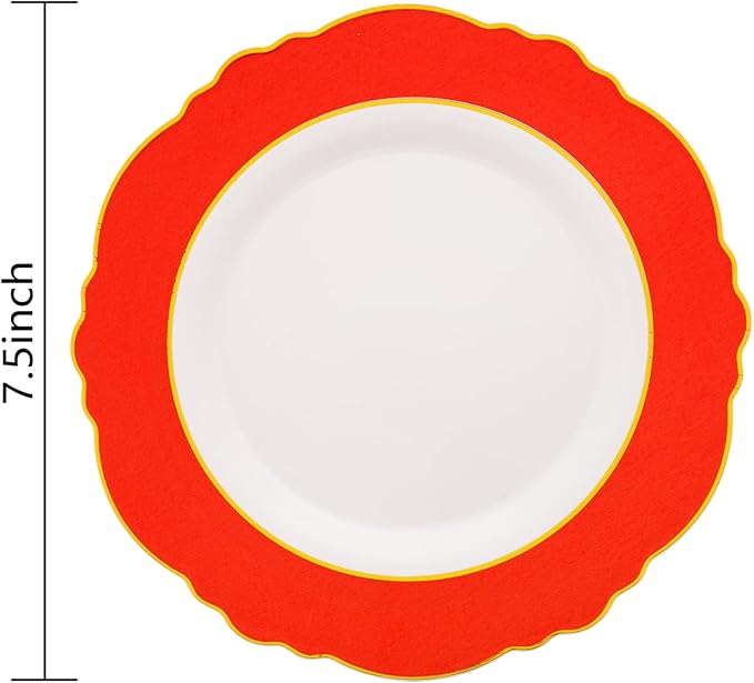WDF 60pcs Red Valentines Plates Disposable - 7.5inch Heavy Duty Red Dessert/Salad/Cake Plates for Valentine's Day