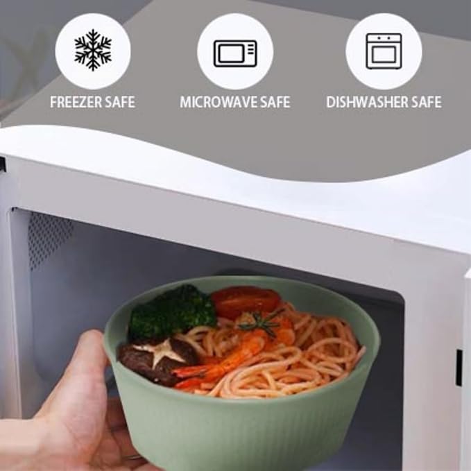 WANBY Large Cereal Bowls Wheat Straw Fiber Salad Bowls Lightweight Unbreakable Dinner Bowls Set Dishwasher & Microwave Safe (8 Pack 54Oz)