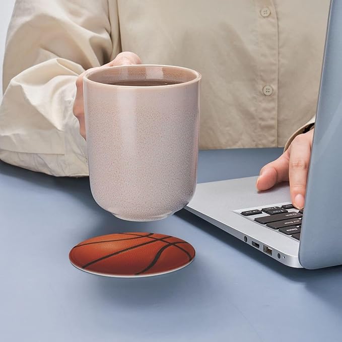 Basketball Coasters for Drinks with Holder Leather Coasters Set of 6 for Coffee Table