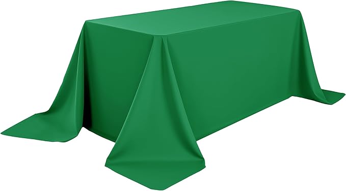 2-Pack 90x156 inch Forest Green Table Cloths, Solid Stain and Wrinkle Resistant Oblong Tablecloth, Premium Plain Weave Polyester Fabric Rectangle Table Linen Covers for Hotel, Banquet