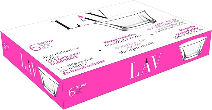 LAV Elegant Glass Dessert, Snack Bowl Set of 6 - Stackable - 10 oz for Parfait, Porridge, Snacks, Side Dishes, Pudding, Fruit Salad, Ice Cream, Small Bowls - Dishwasher Safe, Kitchen Prep, Tableware