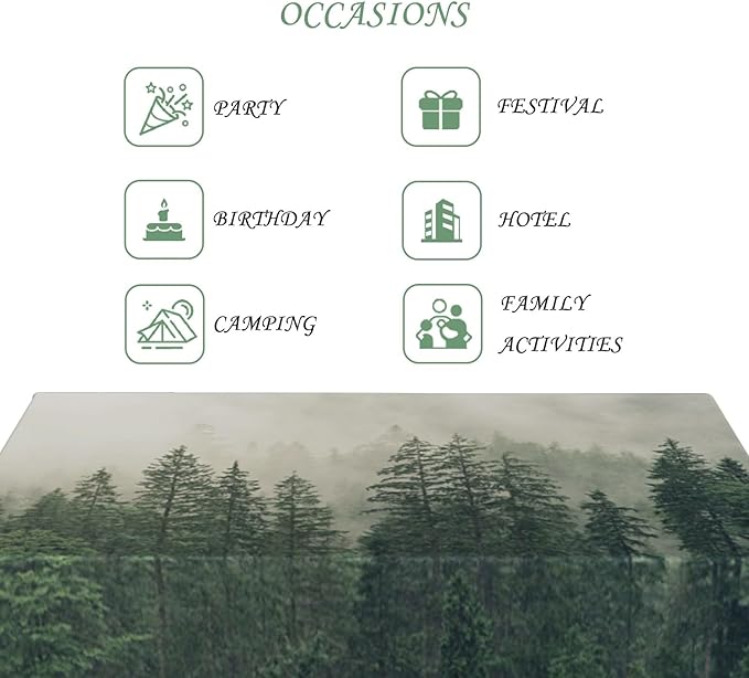 60x102 Inch Nature Scenery Rectangular Tablecloth Foggy Wild Forest Mysterious Secret Realm Table Cloth Waterproof Durable Table Cover for Home Game Room Banquet Picnic Outdoor BBQ Decor