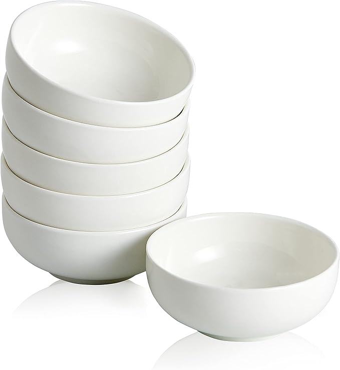 Ceramic Pinch Bowls,2.7 oz Mini Prep Dip Bowl Set,Small Dipping Salsa Charcuterie Soy Sauce Side Dish for Sushi,Set of 6 (White)