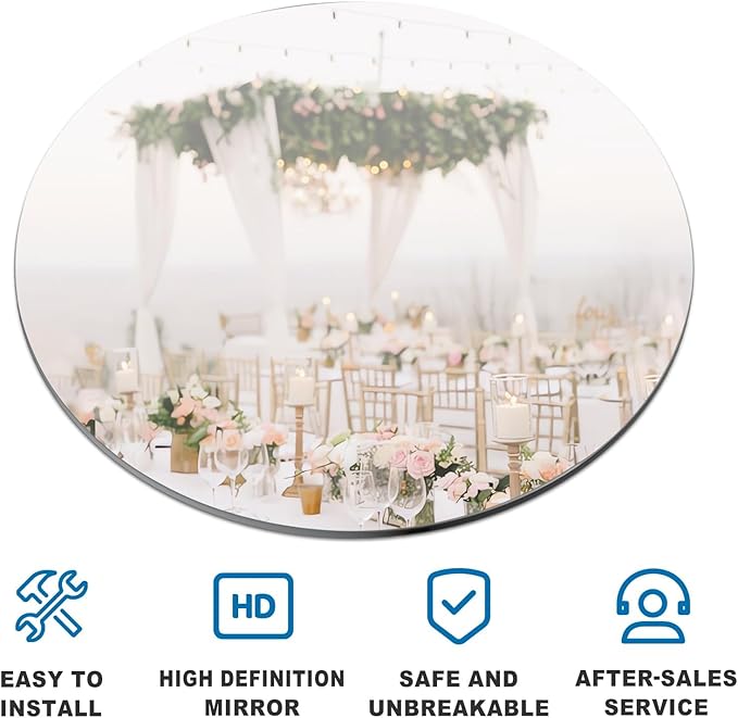 12" Round Mirror Centerpieces for Table, 12Pcs Glass Mirror Table Centerpieces，Glass Mirrors Centerpiece for Wedding Decorations,Parties,Baby Shower, 2mm Thick
