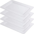 Melamine Beaded Serving Platters for Appetizer, Veggie, Charcuterie,Dessert, Set of 4, White Serving Trays for Party & Entertaining, Large Unbreakable Rectangular Party Platters, Dishes