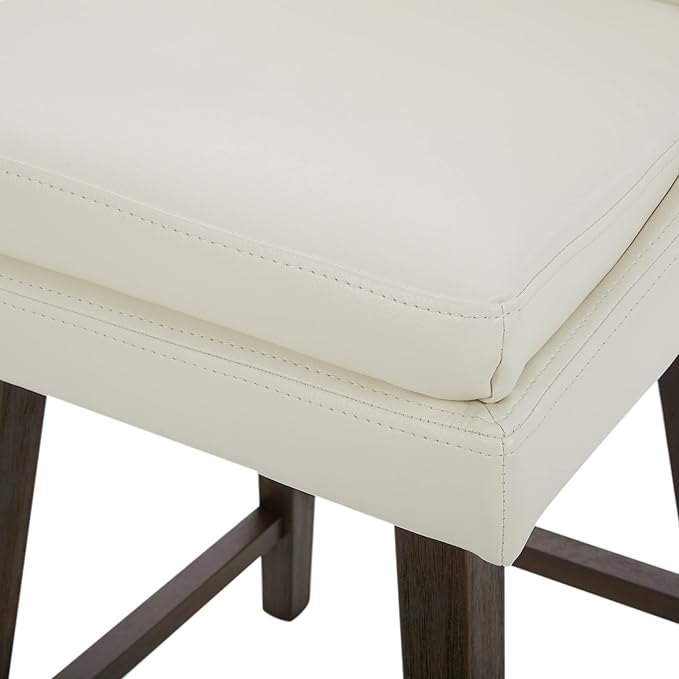 CHITA Counter Height Swivel Bar Stools Set of 3, FSC Certified Upholstered Faux Leather Barstool Chairs with Back, 26.8" H Seat Height, PU Leather in Pure White