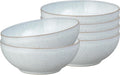 Denby - White Speckle Cereal Bowls Set of 6-27.7oz Dishwasher Microwave Safe - Scratch Chip Resistant - Reactive White Glaze, Neutral, Ceramic Stoneware - Tableware for Oats, Cereal, Desserts