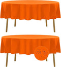 Fokitut 2 Pack Waterproof Round Tablecloth, 70 Inch, Stain Resistant and Wrinkle Polyester Table Cloth, Fabric Table Cover for Kitchen Dining, Wedding, Party, Holiday Dinner-Orange