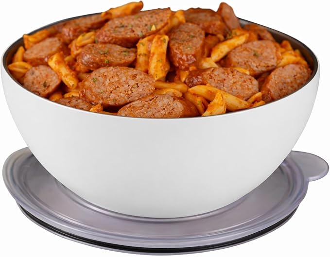 served Large Insulated Serving Bowl with Lid (100oz/3QT) - Double-Walled Stainless Steel Bowl for Hot & Cold Food - Vacuum Insulated, Spill-Resistant Thermal Bowl for Parties, Casseroles, Tailgates