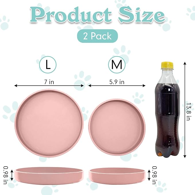 Silicone Cat Food Bowl Shallow Dishes 5.9in Wide Cats Bowls 3 Pcs Kitty Plates Relief Whisker Fatigue Puppy Feeding Bowl for Dry and Wet Food Indoor (Blue + Pink + Green)
