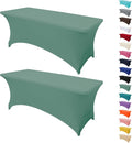 2Pack 4FT Table Cloth for Rectangular Fitted Events Stretch Turquoise Stone Table Covers Washable Spandex Tablecloth Protector for Party, Wedding, Cocktail, Banquet, Festival
