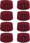 8 Pack Round Tablecloth 90 Inch Burgundy Tablecloth for Valentine’s Day Round Tables, Washable Polyester Table Cloth Stain and Wrinkle Resistant Decorative Table Cover for Wedding Party Dining Banquet