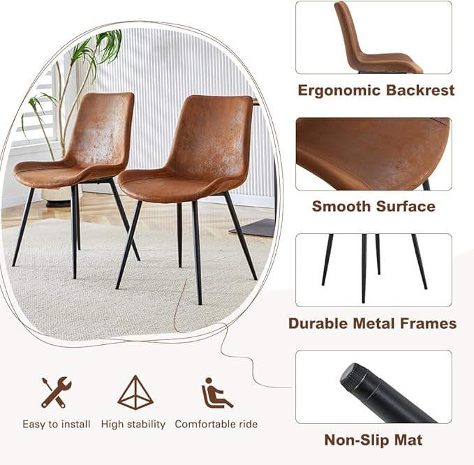 Round Dining Table Set for 6｜42"-54" Extendable Dining Room Table Set｜Wooden Kitchen Table with 6 Chairs｜Mid Century Modern Dinner Table Set with Cross Legs｜Easy Assembly｜Space Saving