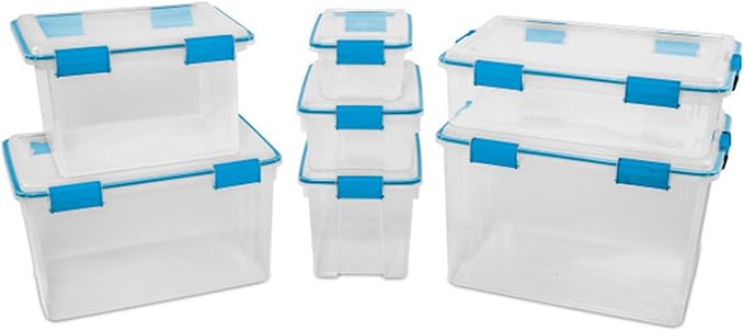 Sterilite 24-Pack Gasket Box, Weather-Resistant Storage Bins with Latching Lids, 20 Quart - Heavy-Duty Organizing Containers for Closet, Bathroom, and Office