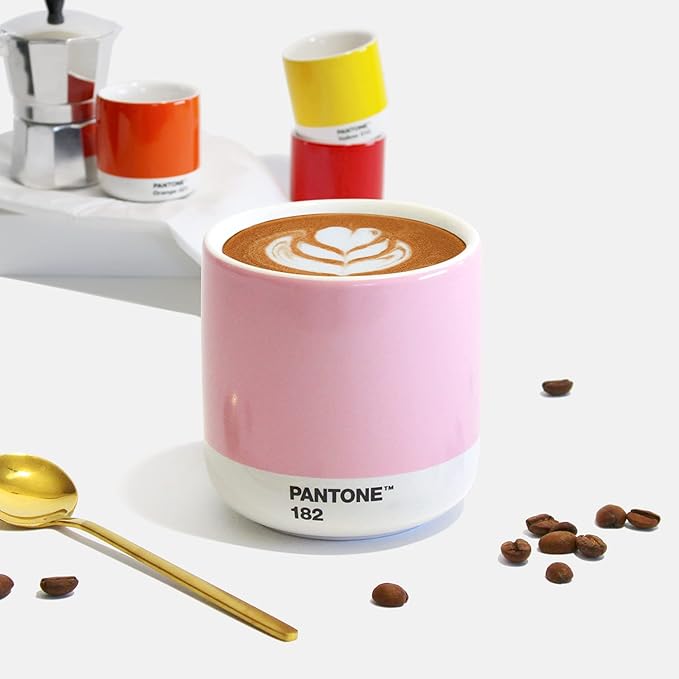 Copenhagen Design Pantone Cortado Cup - Insulated, Double Wall Coffee Cup/Mug - Porcelain - 6.4oz, Light Pink 182