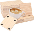 36 PCS 4 Inch Square Wood Coasters, 4 x 4 Inch Wooden Coasters for Crafts, DIY Wood Coaster with Non Slip Dot Stickers, Engraving, Painting (Thick 0.35 Inch)