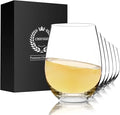 Chouggo Stemless Wine Glasses Set of 6, Hand Blown Premium Crystal Red Wine or White Wine Glass 18Oz - Hand Crafted by Artisans - Gifts for Women, Men, Wedding, Anniversary, Christmas, Birthday