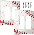 Outlet Covers Baseball Sports Ball Game 2 Gang Light Switch Cover Double Rocker Wall Plate Decorative GFCI Receptacle Electrical Switchplate for Bathroom Bedroom Decor（2 Pack）