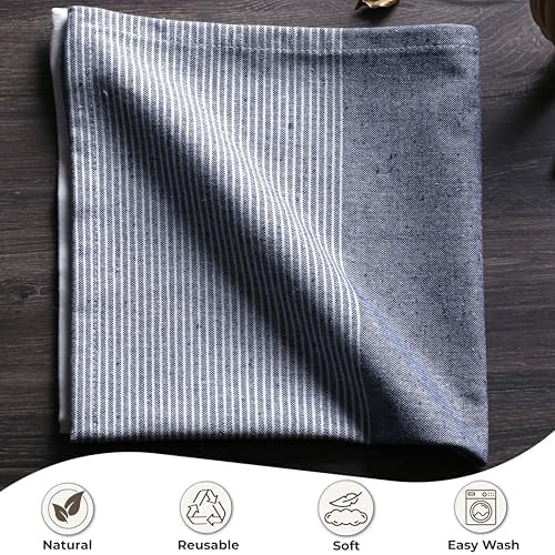 Denim Blue Cotton Cloth Napkins Set of 4, 18x18 Inch - Image 6