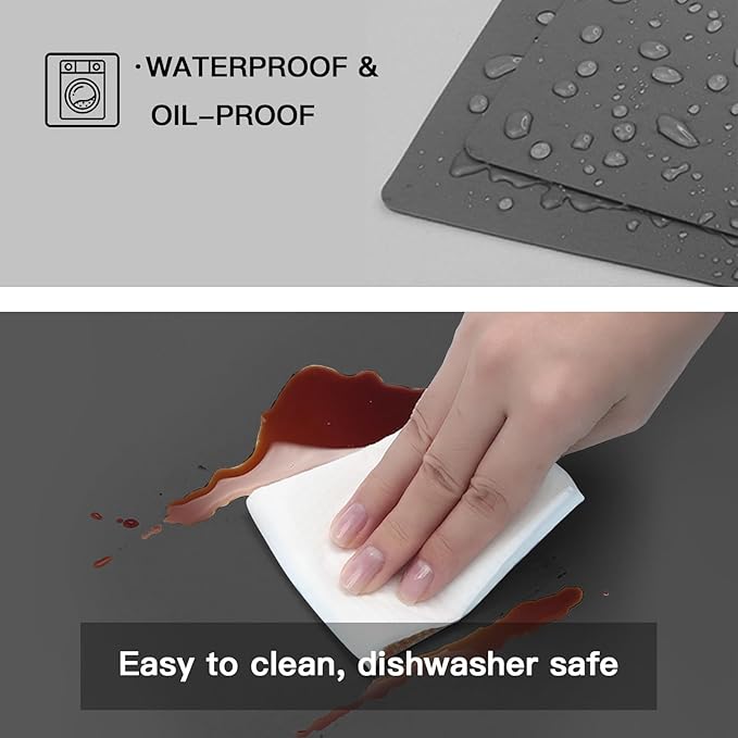 Extra Large Silicone Mat, Silicone Mats for Kitchen Counter 47.3''x23.6''x0.08", 2MM Nonslip Heat Resistant Mat, Countertop Protector, Nonstick Waterproof Craft Mat Table Placemat(Dark Gray)