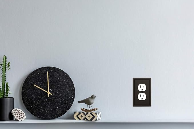 Henne Bery Modern Edge Decorative Wall Plate Switch Plate Outlet Cover, Durable Solid Zinc Alloy (Single Duplex 2PK, Matte Black)