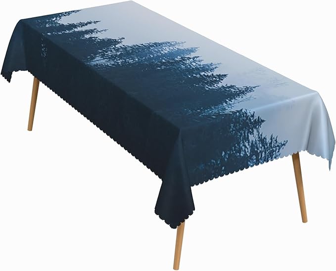 54x78 Inch Nature Rectangular Tablecloth Tall Tree Forest Table Cloth Waterproof Durable Table Cover for Holiday Picnic Outdoor BBQ Decor