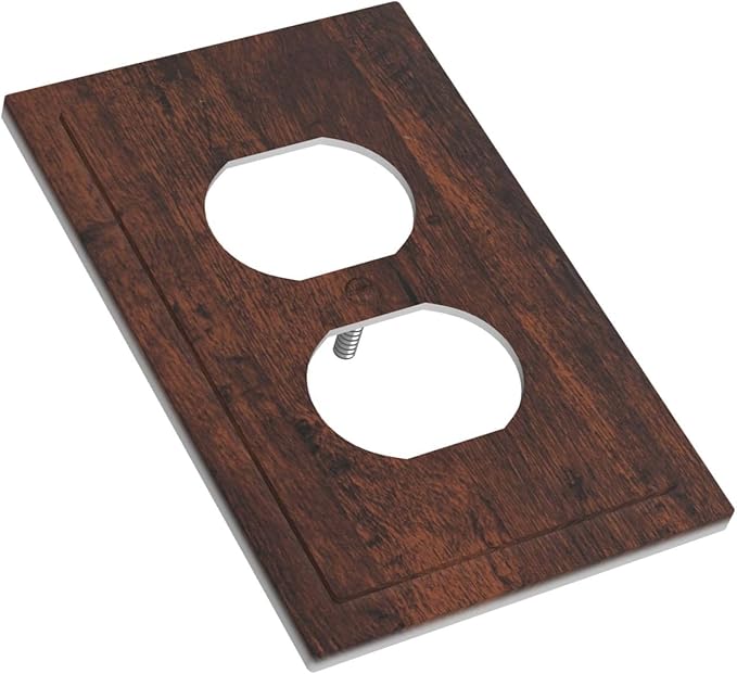 Outlet Covers Brown Red Rustic Wood Grain Retro Farmhouse 1 Gang Duplex Light Switch Cover Plate Decorative Wall Plates Electrical Switchplate Receptacle for Farmhouse Cabin Decor（2 Pack）
