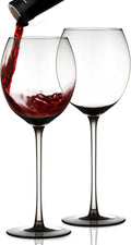 Colored Red Wine Glasses Set of 2 - Elegant Long Stem Wine Glass - 13.3oz (Smoke)