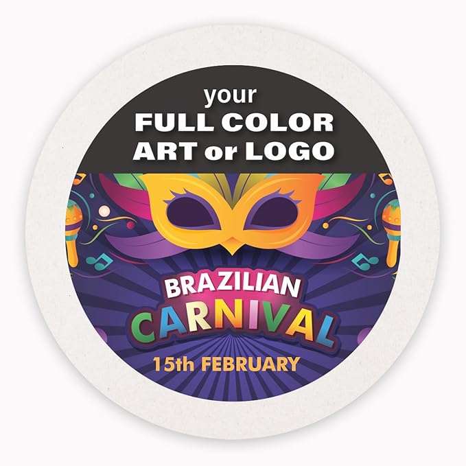 B.E. Green Custom Coasters - Pulpboard Personalized Coasters for Drinks - Full Color Print - Reusable & Absorbent - Beverage Coaster - Promotional Events & Celebrations - Pack of 50-4" Round Coaster