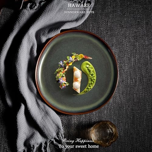HaWare Stoneware Salad Plates Set of 6, 7.9” Heavy Duty Ceramic Plates, Reactive Glaze Dinnerware for Home Restaurant, Chip and Scratch Resistant, Microwave and Dishwasher Safe, Reactive Moss Green - Image 7