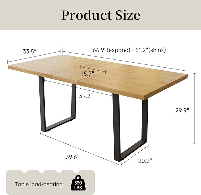 ZckyCine Modern Dining Table Set for 4-6 People Kitchen Dining Room Table Set Extendable Wood Dining Table and 4 Upholstered Chairs, Home Kitchen Furniture